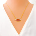 Posh Open Oval 18k Gold + Diamond Necklace 
