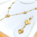elevated-petite-gold-clover-drop-21k-necklace-set