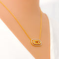 Posh Open Oval 18k Gold + Diamond Necklace 