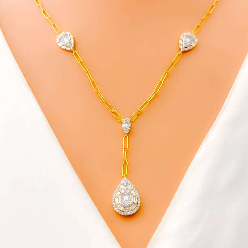 Sophisticated Drop 18k Gold + Diamond Necklace 