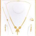 dangling-5-piece-21k-gold-sun-flower-necklace-set