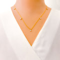 Sleek Elegant Dangling 18k Gold + Diamond Necklace 