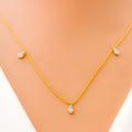 Sleek Elegant Dangling 18k Gold + Diamond Necklace 