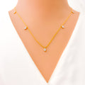 Sleek Elegant Dangling 18k Gold + Diamond Necklace 