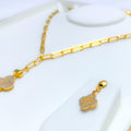 Magnificent Reversable 5-Piece 21k Gold Clover Necklace Set 