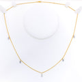 Sleek Elegant Dangling 18k Gold + Diamond Necklace 