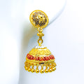 Vibrant Floral 22k Gold Jhumki 