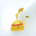 Vibrant Floral 22k Gold Jhumki 