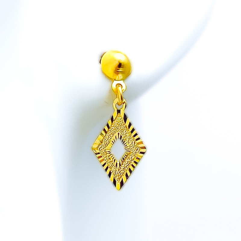 Dainty Diamond-Shaped 22k Gold Earrings 