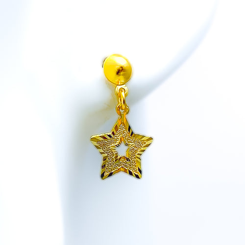 Reflective Radiant Star 22k Gold Earrings