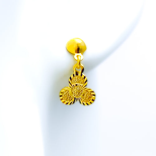 Ornate Clover 22k Gold Earrings 
