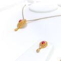 Dazzling Red 22k CZ Pendant Set