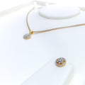 Traditional Floral Diamond + 18k Gold Pendant Set