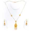 Intricate Jali Drop 21k Necklace Set 