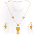 Trendy Tasteful Mesh Heart 21k Necklace Set 