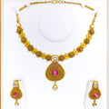 Delightful Floral Drop 22k Gold Necklace Set