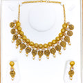 Traditional Textured 22k Gold Floral Necklace Set