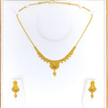 Opulent Leaf Accented 22k Gold Necklace Set 