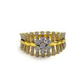 Fascinating Floral Striped 18K Gold + Diamond Ring 