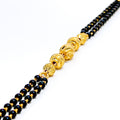 Lavish Textured 22k Gold Black Bead Bracelet 