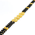 Interlinked Floral 22k Gold Black Bead Bracelet 