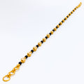 Dainty Alternating 22k Gold Black Bead Bracelet 