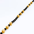 Elegant Petite Posh 22k Gold Black Bead Bracelet 