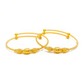 Special Elongated Disco Orb 22k Gold Adjustable Baby Bangle Pair 