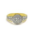 Shiny Curved Floral 18K Gold + Diamond Ring 