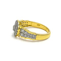 Shiny Curved Floral 18K Gold + Diamond Ring 