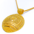 Floral Filigree Oval 22k Gold Pendant 
