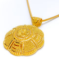 Extravagant Netted Dome Flower 22k Gold Pendant 