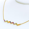 Bright Beautiful 18k Gold + Trendy Diamond Necklace 