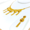 Graceful Drop 22k Gold Hanging Chain Necklace Set 