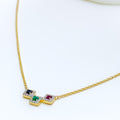 Timeless Vibrant Trio 18k Gold + Diamond Necklace 