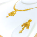 Distinct Dressy Dangling Floral 22k Gold Necklace Set 