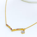 Opulent Multi Color 18k Gold + Diamond Necklace 