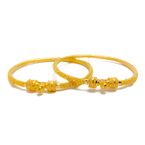 Elegant Fine Beaded 22k Gold Pipe Bangles 