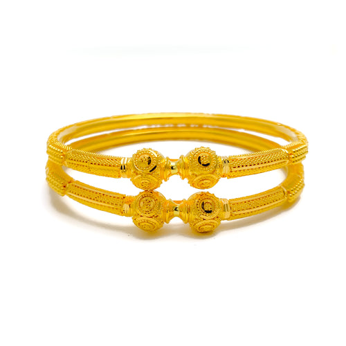 Embellished Elegant 22k Gold Pipe Bangles 