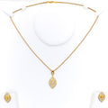 Stylish Striking Marquise 18k Gold + Diamond Pendant Set 