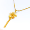 High Finish Floral 22k Gold Pendant W / Chain