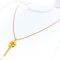 High Finish Floral 22k Gold Pendant W / Chain