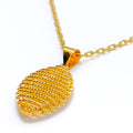 Ritzy Netted Marquise 22K Gold Pendant W / Chain