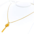 Stylish Striking Floral 22K Gold Pendant W / Chain
