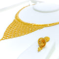 Extravagant V Shaped 22k Gold Necklace Set 