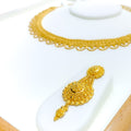 Radiant Laced Floral 22k Gold Necklace Set 