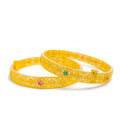 Tasteful Traditional 22k Gold Floral Bangle Pair 