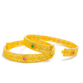 Tasteful Traditional 22k Gold Floral Bangle Pair 