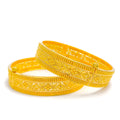 Graceful Lavish Striped 22k Gold Screw Bangles