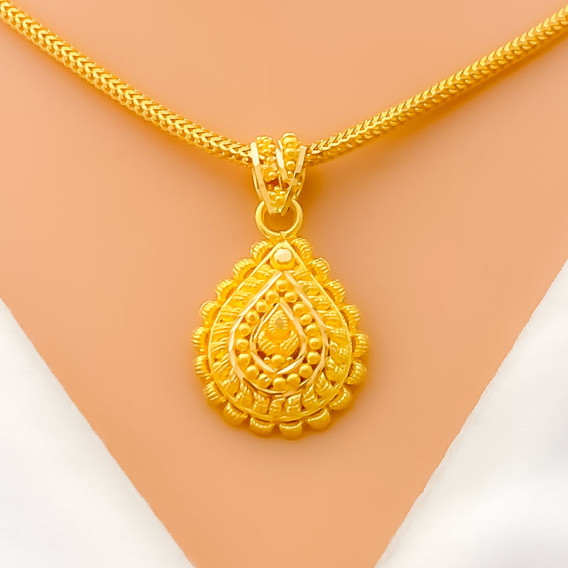 Radiant Pear Drop 22k Gold Pendant